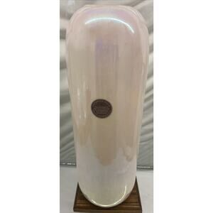 VTG IRIDESCENT OPALESCENT HAND BLOWN CAMBRIDGE GLASS VASE 15" x 5"